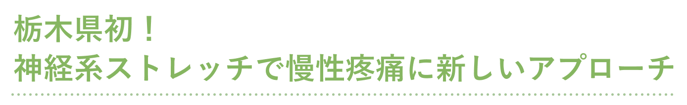 栃木県初！ 神経系ストレッチで慢性疼痛に新しいアプローチ